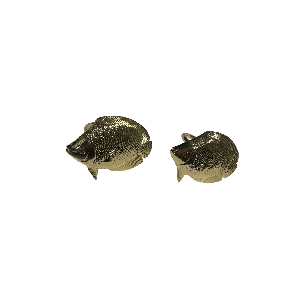 Gold Tone Tropical Angelfish Napkin Rings Nautical Coastal Decor Set of 2